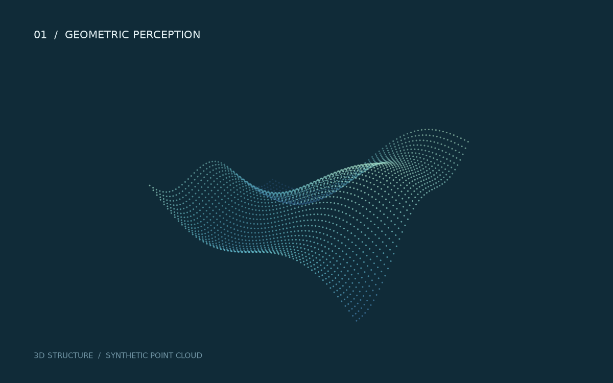 A sampled three-dimensional surface represented as a point cloud